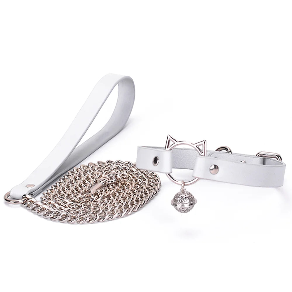 Leather BDSM Cat Bell Collars for Women
