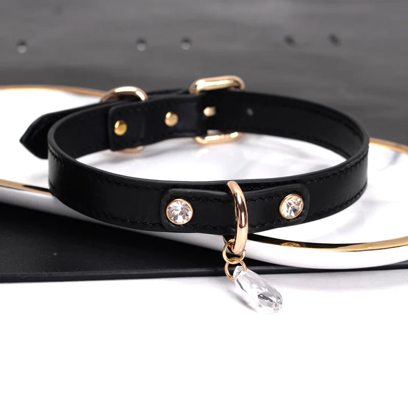 Marble Pattern Gem BDSM Collars