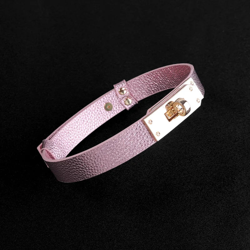 Shimmering Silver Pink BDSM Collars