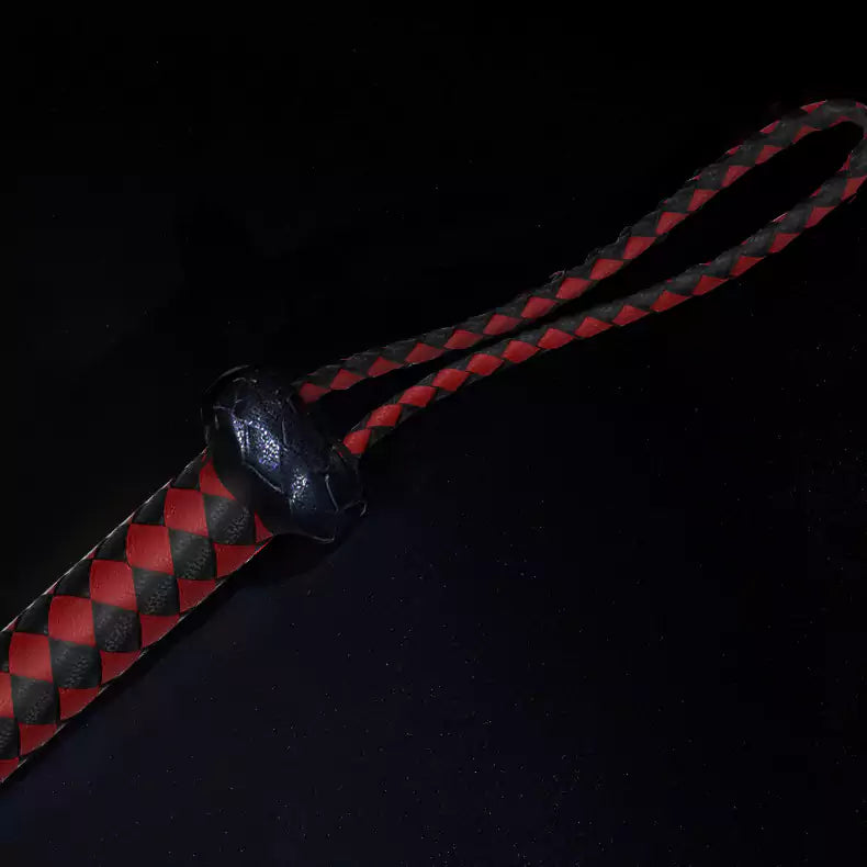 Black & Red Braided Faux Leather Flogger