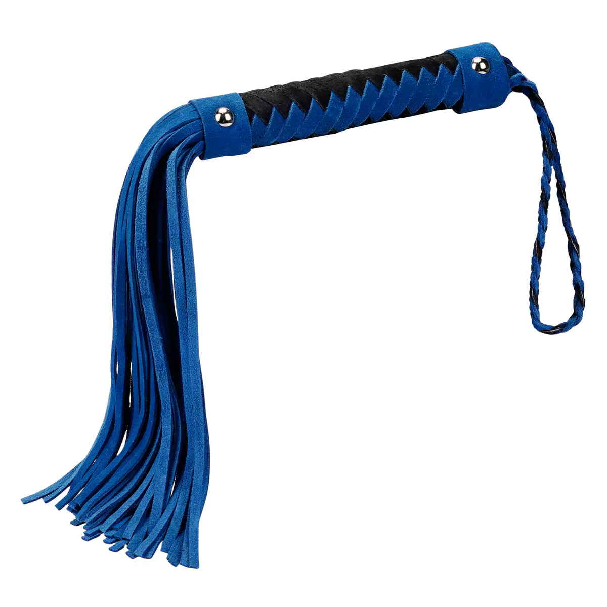 Dark Blue Faux Suede Flogger with Braided Handle