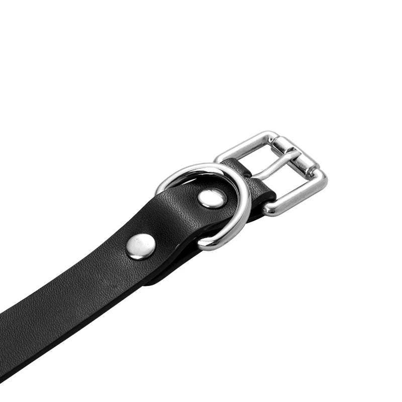 Faux Leather strap and metal hardware detail on Kitten Bell Roleplay Collar