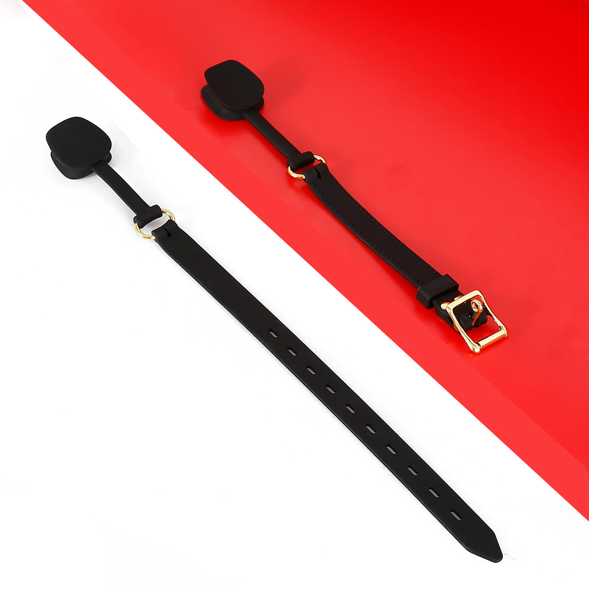 Open throat silicone ball gag laid flat full view