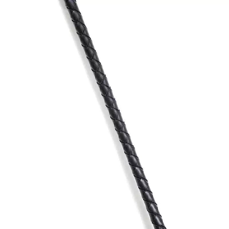 Close-up of handwoven shaft texture on pink star BDSM riding crop
