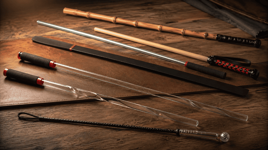 rattan bamboo acrylic and hardwood canes arranged