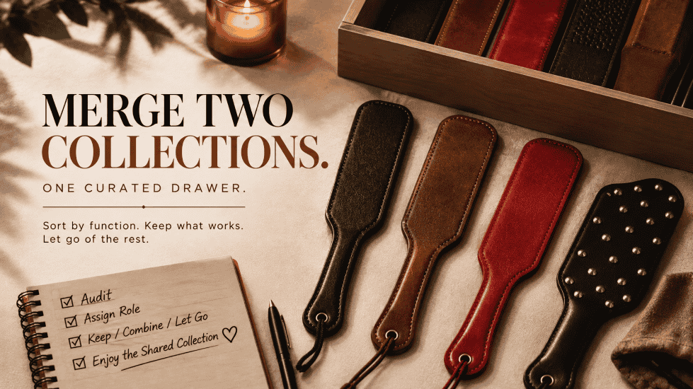 Couples merging leather paddle collections into one drawer