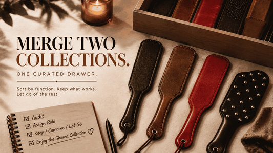 Couples merging leather paddle collections into one drawer