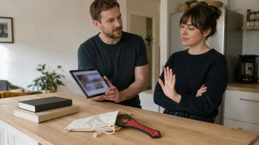 Couple pauses to verify online kink advice before using gear