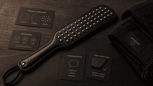 studded paddle beside safety notes