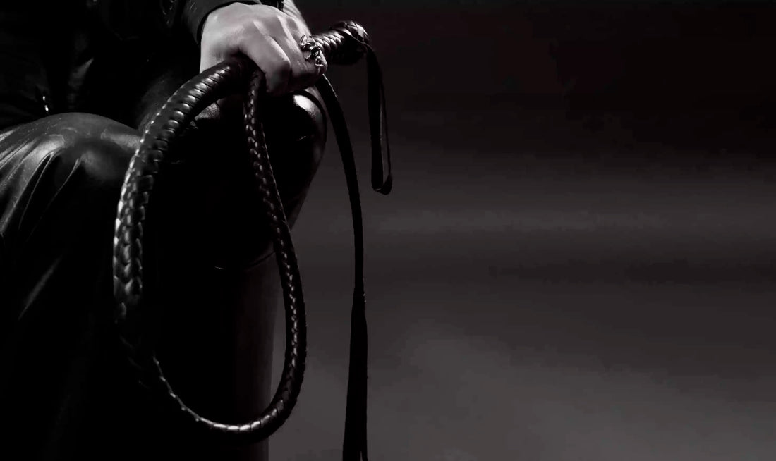 BDSM flogger collection showing leather suede and rubber floggers for impact play comparison