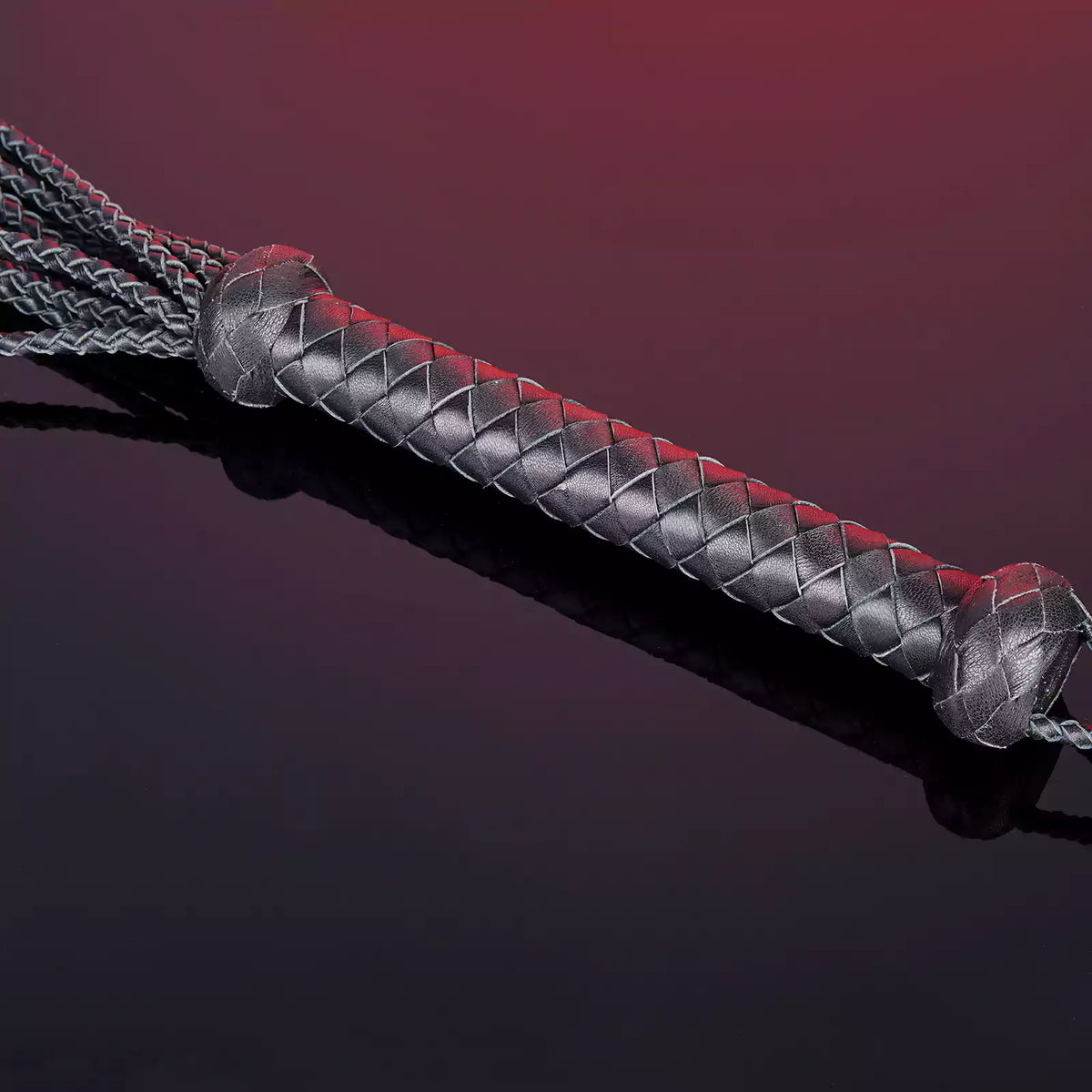 12-Tail Leather Flogger with Long Handle