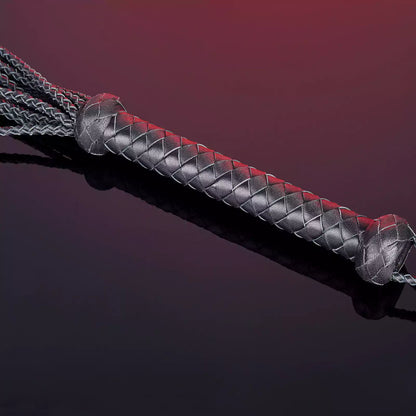12-Tail Leather Flogger with Long Handle
