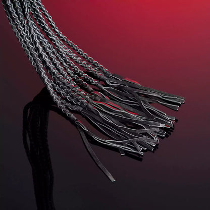 12-Tail Leather Flogger with Long Handle