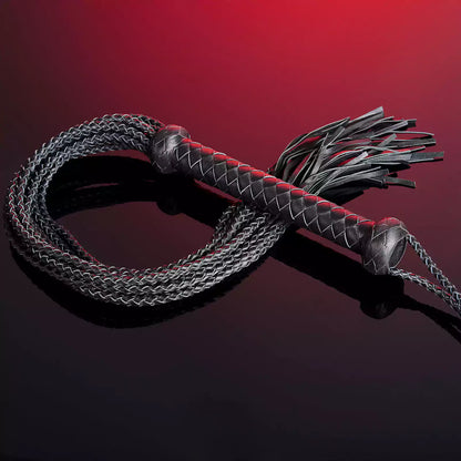 12-Tail Leather Flogger with Long Handle