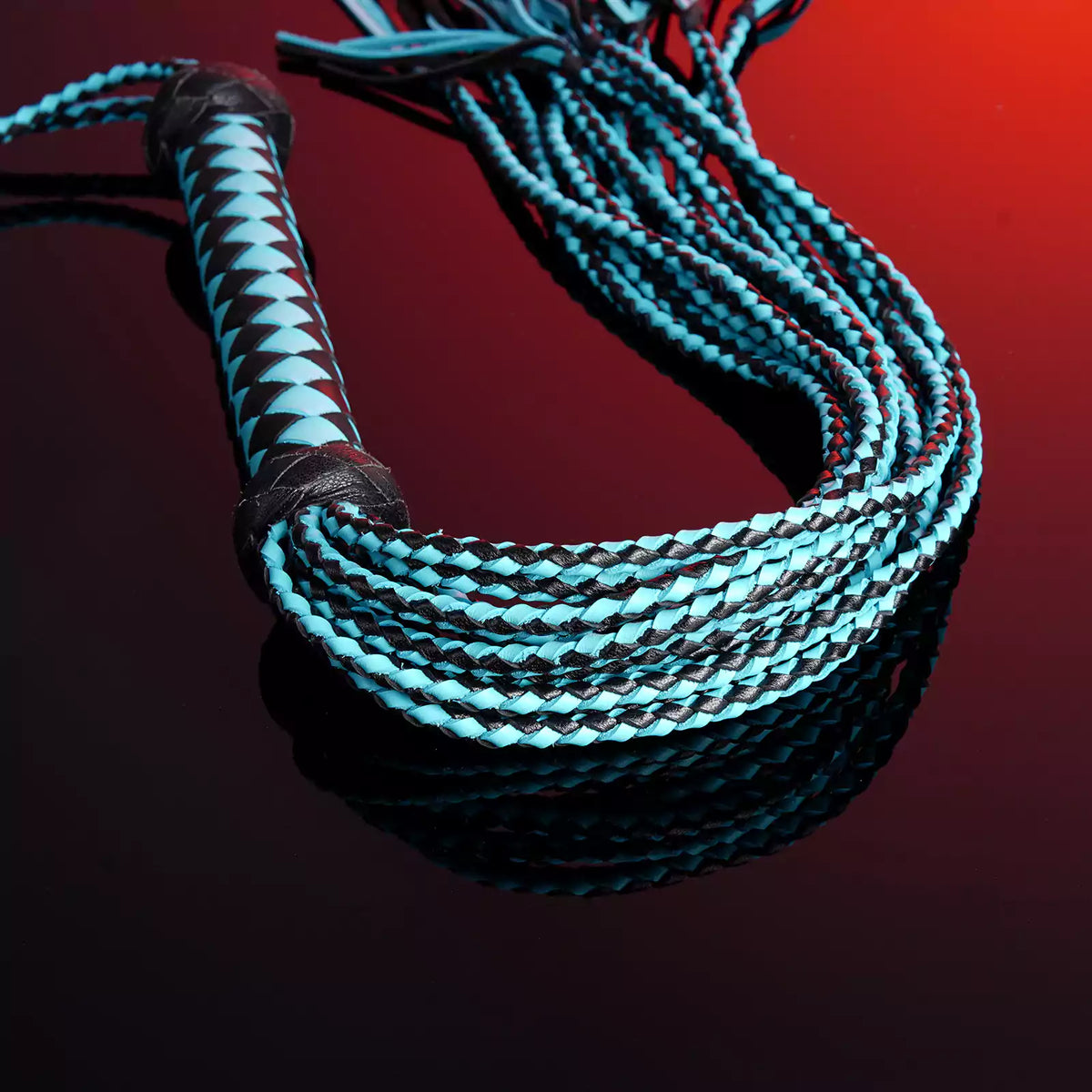 12-Tail Leather Flogger with Long Handle