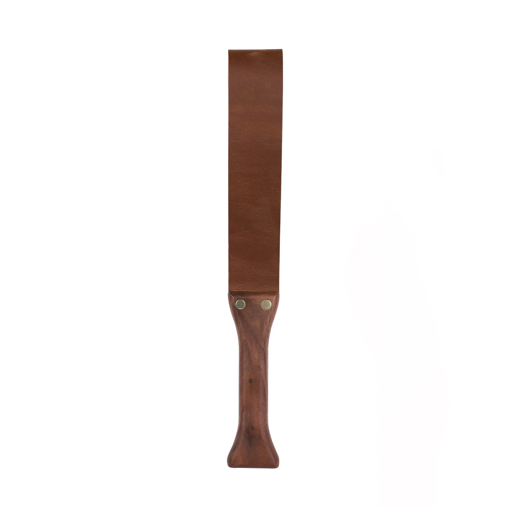 Leather clapper from 5-piece solid wood spanking set full view