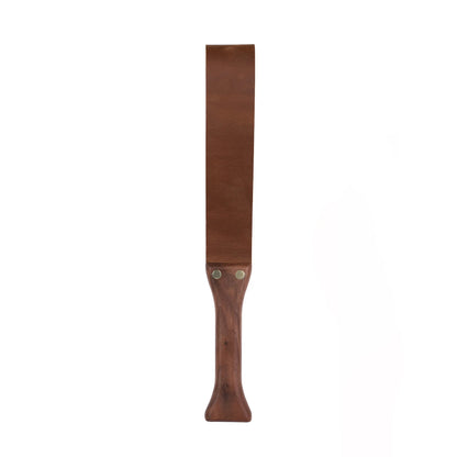 Leather clapper from 5-piece solid wood spanking set full view