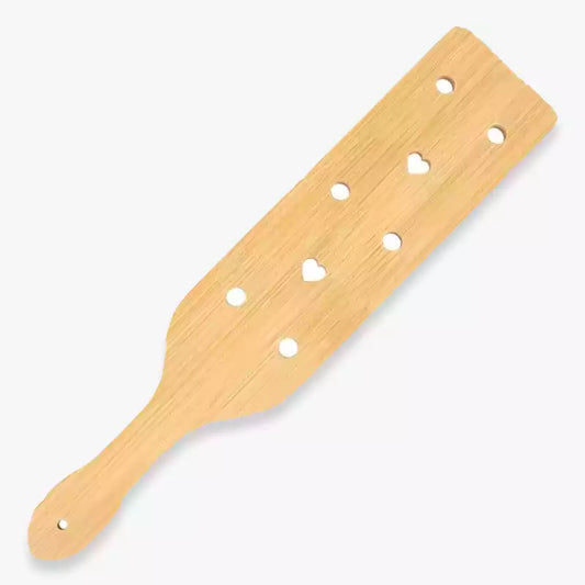 Hollow Bamboo Spanking Paddle — Round Heart Cutout Lightweight Snappy Sting