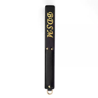 Pala para nalgadas "Black Gold-Letter" — Cuero de PU, Diseño con letras doradas