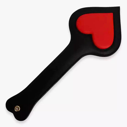 Heart Lace Spanking Paddle — Lace Center Faux Leather Red Black