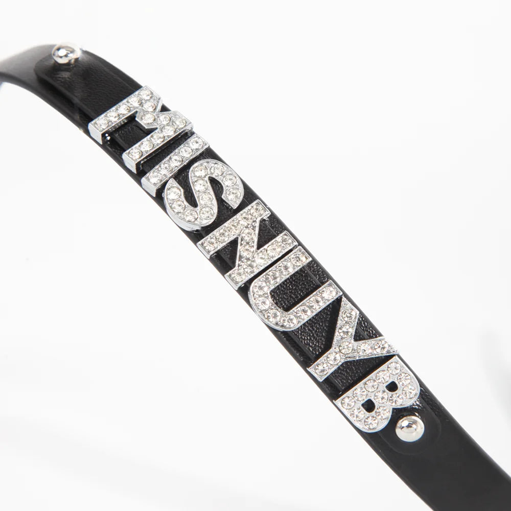 Leather Diamond Letter BDSM Collars