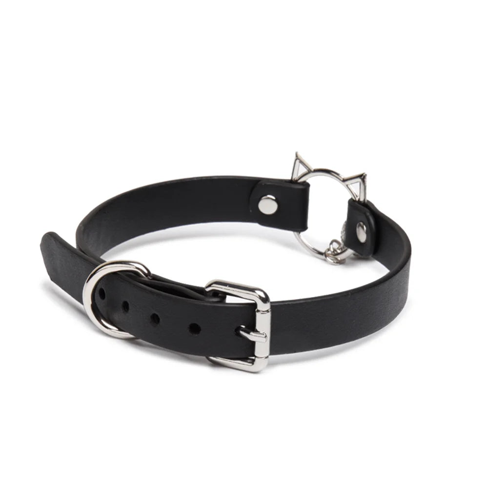 Leather BDSM Cat Bell Collars for Women