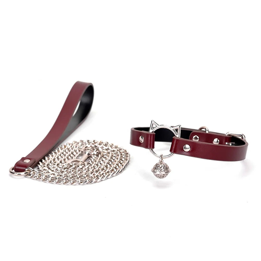 Leather BDSM Cat Bell Collars for Women