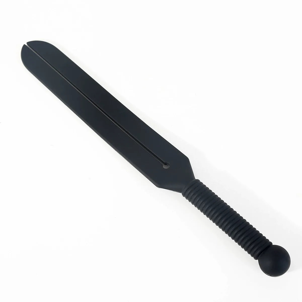 Pala de silicona resistente con forma de tenedor para azotes — Silicona negra densa, punta bifurcada
