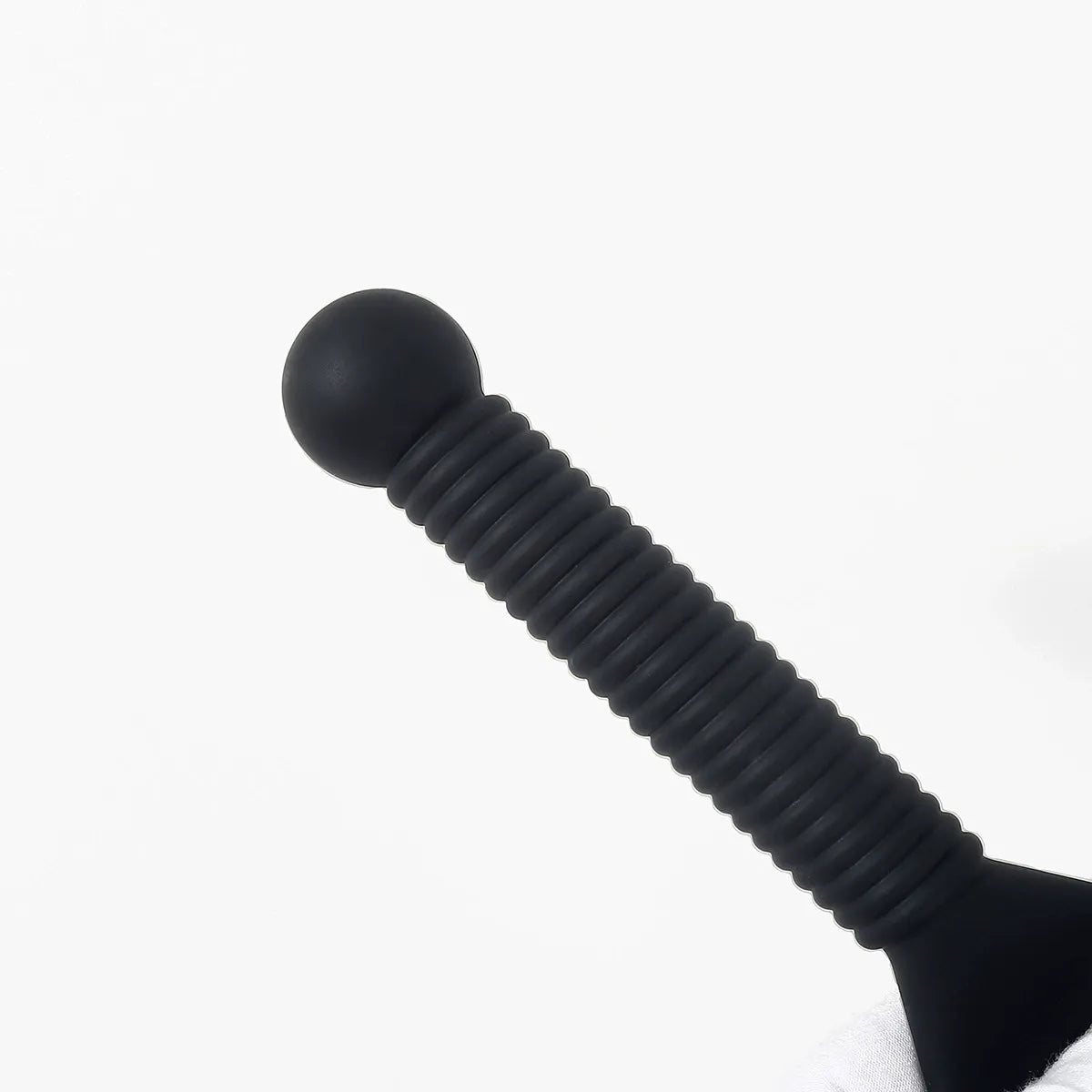 Pala de silicona resistente con forma de tenedor para azotes — Silicona negra densa, punta bifurcada