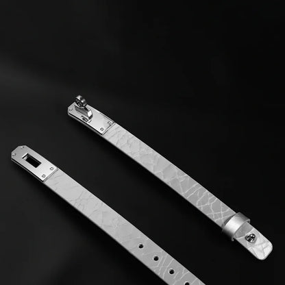 Silver Textured Leather BDSM Collars