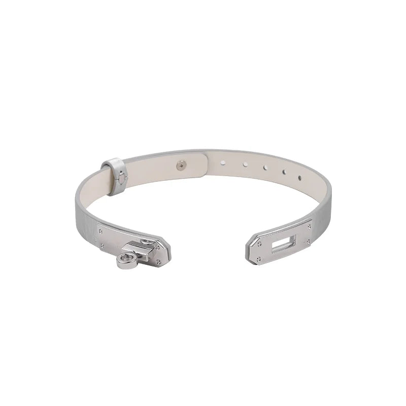 Silver Textured Leather BDSM Collars