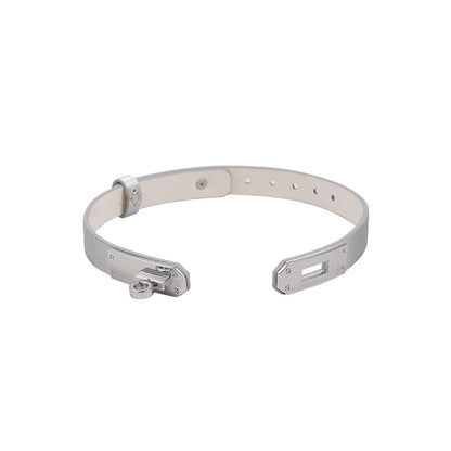 Silver Textured Leather BDSM Collars