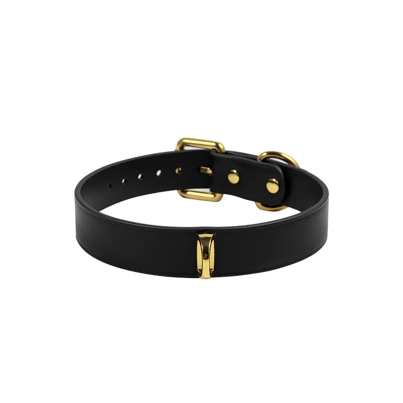 Sleek Black Leather BDSM Collars