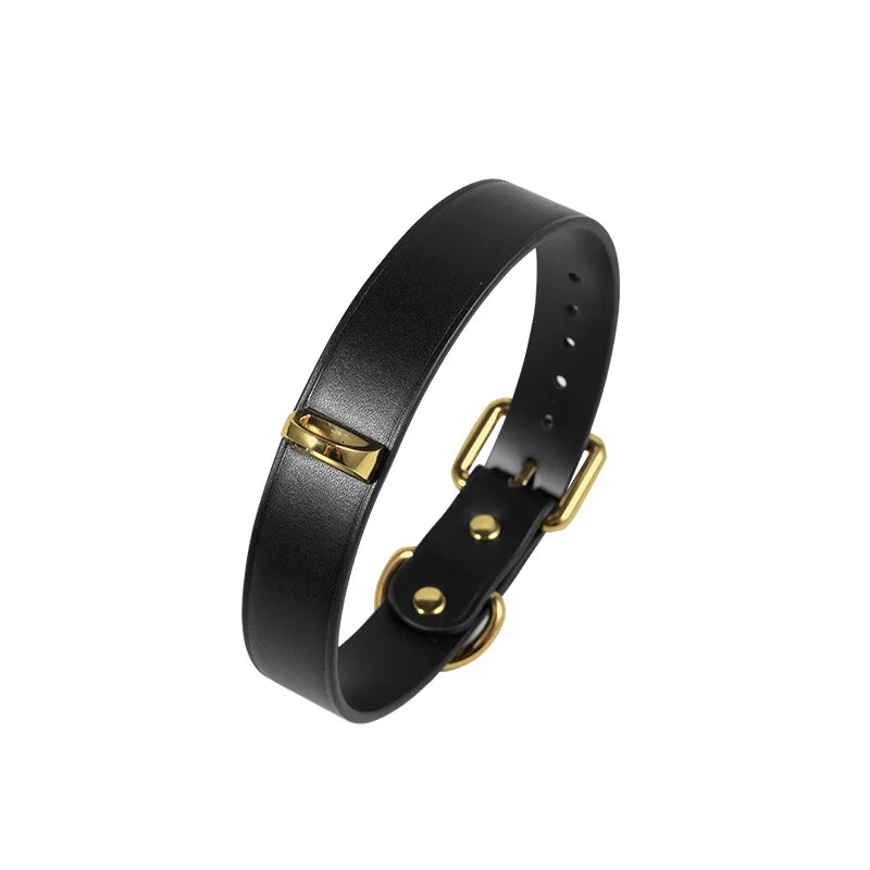Sleek Black Leather BDSM Collars