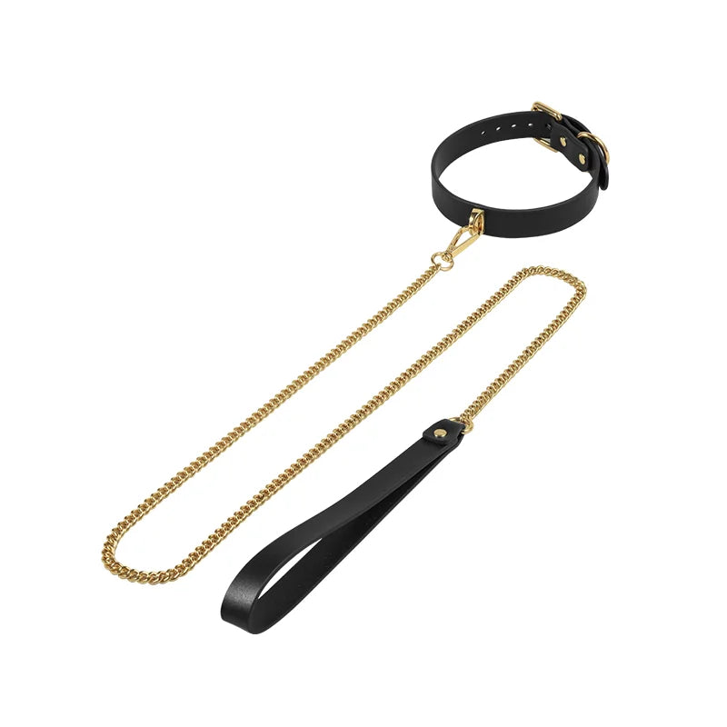 Sleek Black Leather BDSM Collars