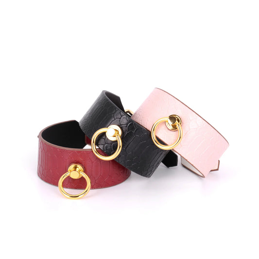 Snake Print Leather BDSM Collars