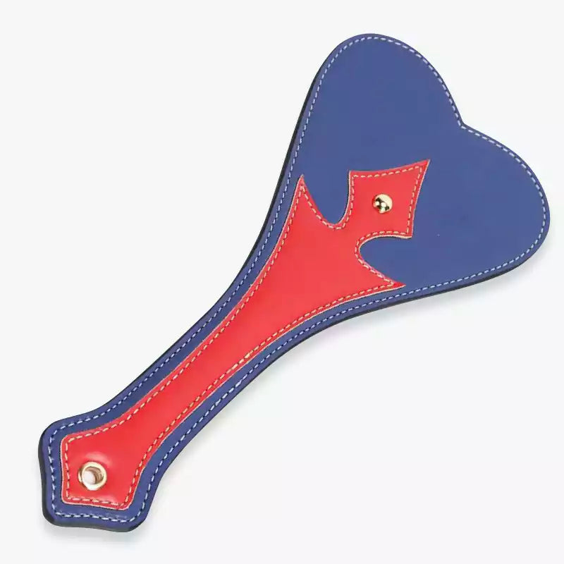 Spade-Shaped Spanking Paddle — Red Contrast Faux Leather Compact