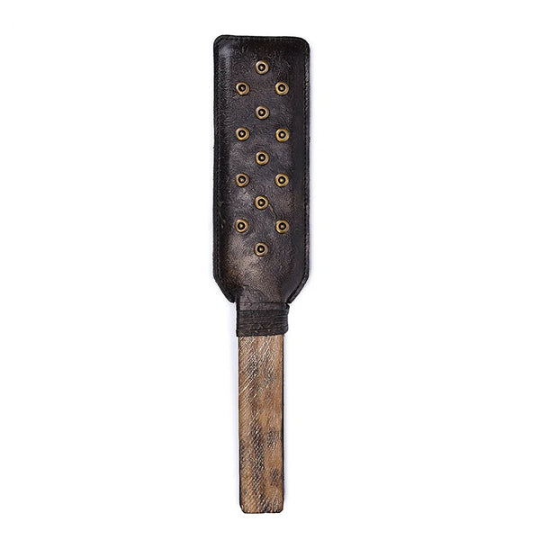 Vintage Leather Spanking Paddle — Riveted Dual Face