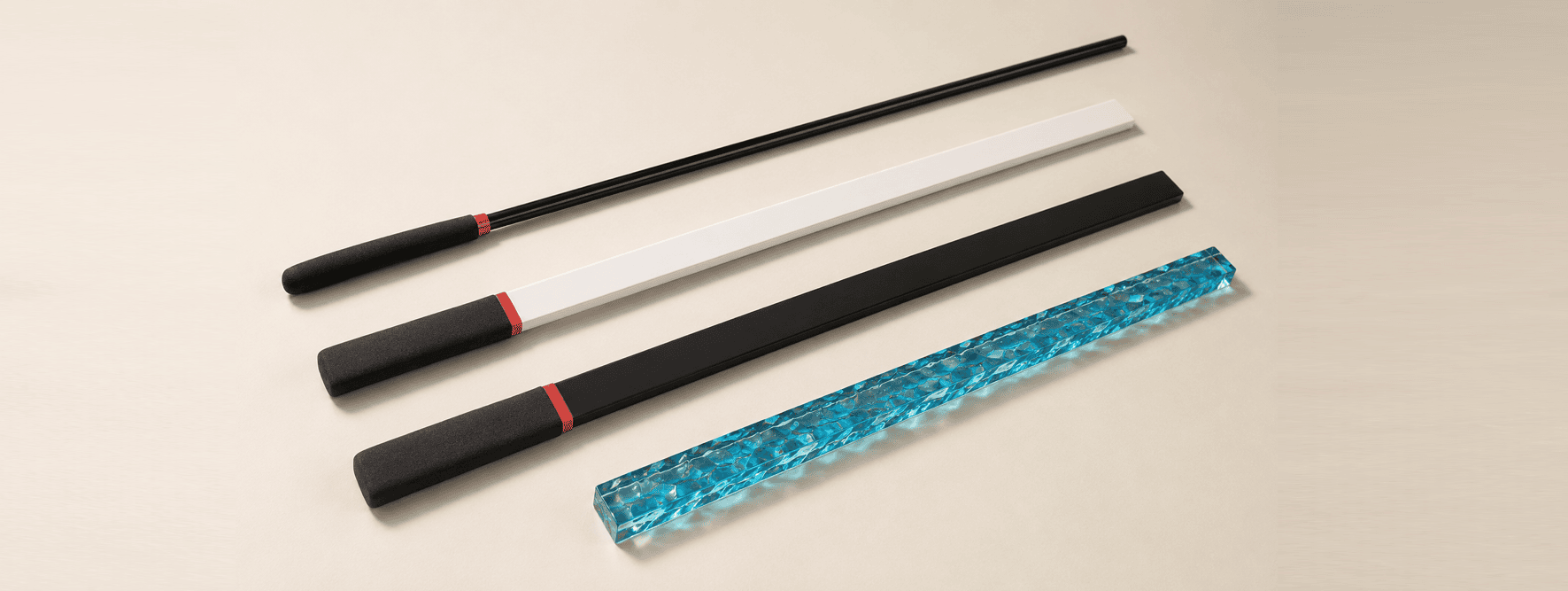 Acrylic canes with firm, sharp impact feel and sleek transparent design.