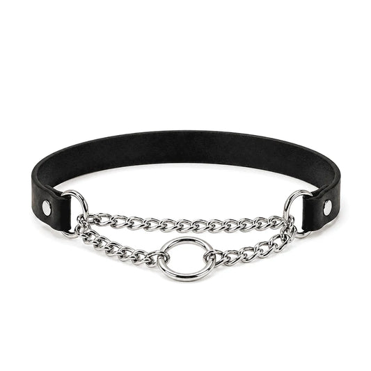 Adjustable Chain Leather Collar