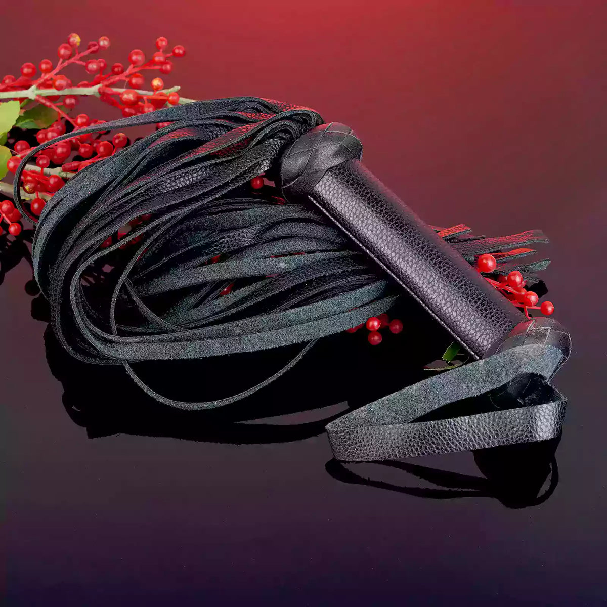 All-Black Faux Leather Flogger