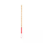 Front view of bamboo segment discipline cane with red leather handle