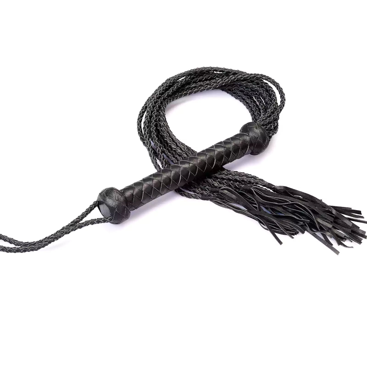 12-Tail Leather Flogger with Long Handle