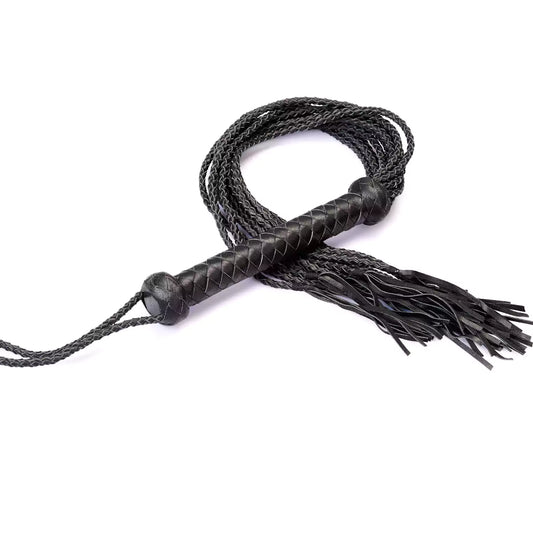 12-Tail Leather Flogger with Long Handle