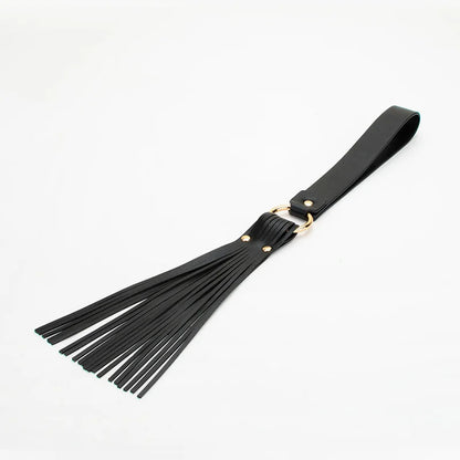 black belt-style BDSM flogger full view