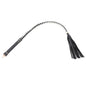 Black two-tone braided BDSM whip full front view