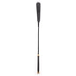 Front view of black cowhide riding crop showing full length