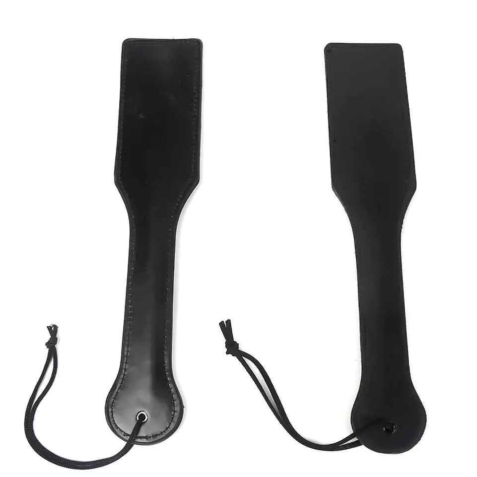 Black Diamond Pattern Leather Spanking Paddle front and back view