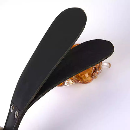 Schwarzes doppellagiges rundes Spanking-Paddel – Kunstleder, runder Kopf