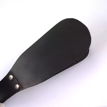 Schwarzes doppellagiges rundes Spanking-Paddel – Kunstleder, runder Kopf